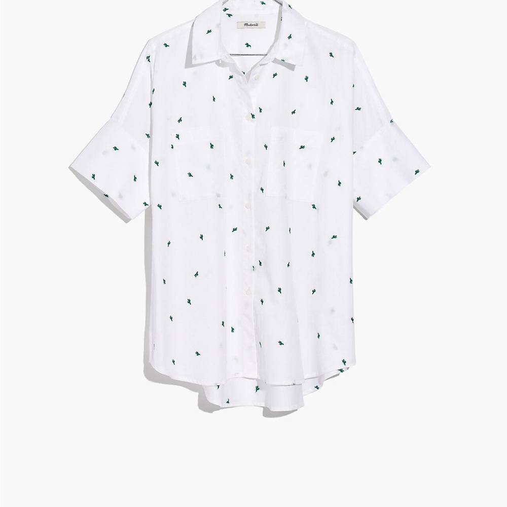 Madewell Embroidered Cactus Courier Shirt - White - size  XXL